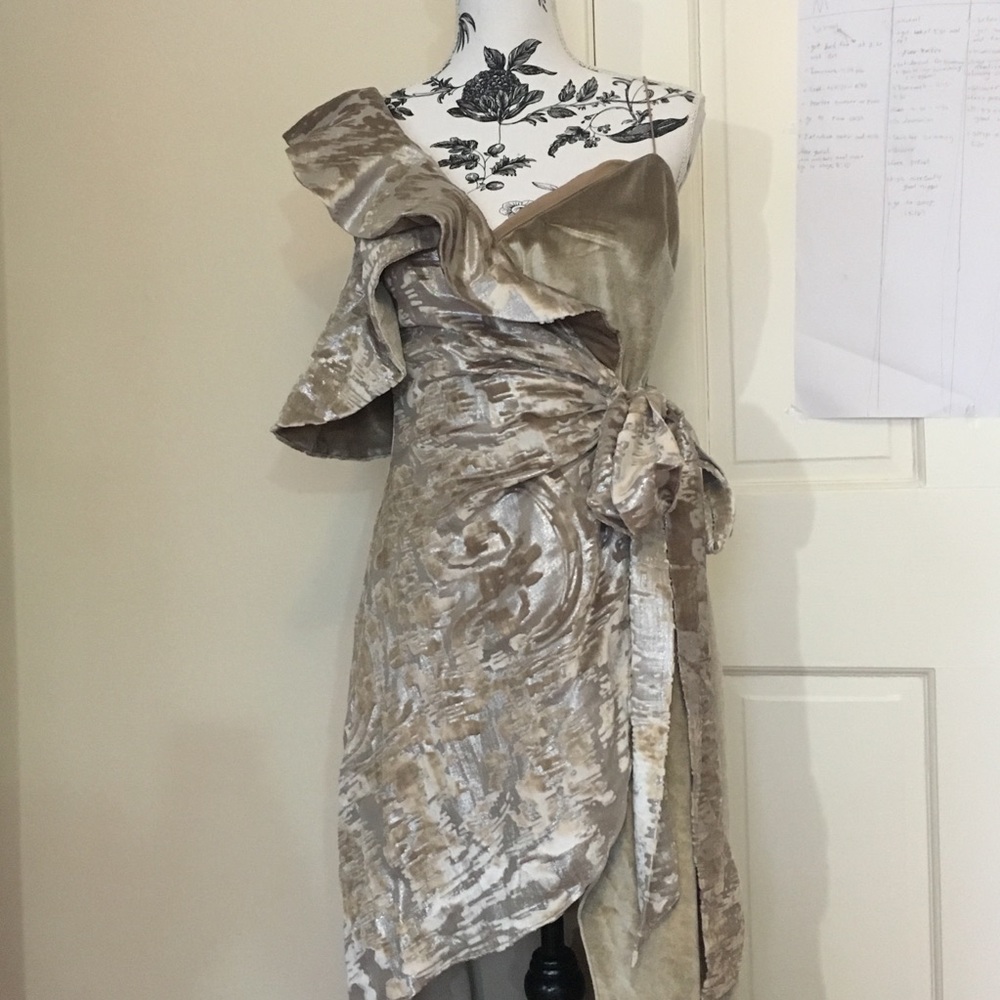 Self-portrait velvet asymmetric wrap dress NWT